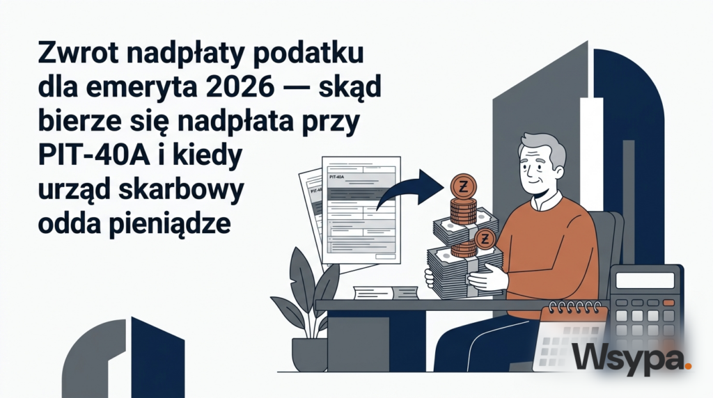 Zwrot nadpłaty podatku dla emeryta 2026 — skąd bierze się nadpłata przy PIT-40A i kiedy urząd skarbowy odda pieniądze